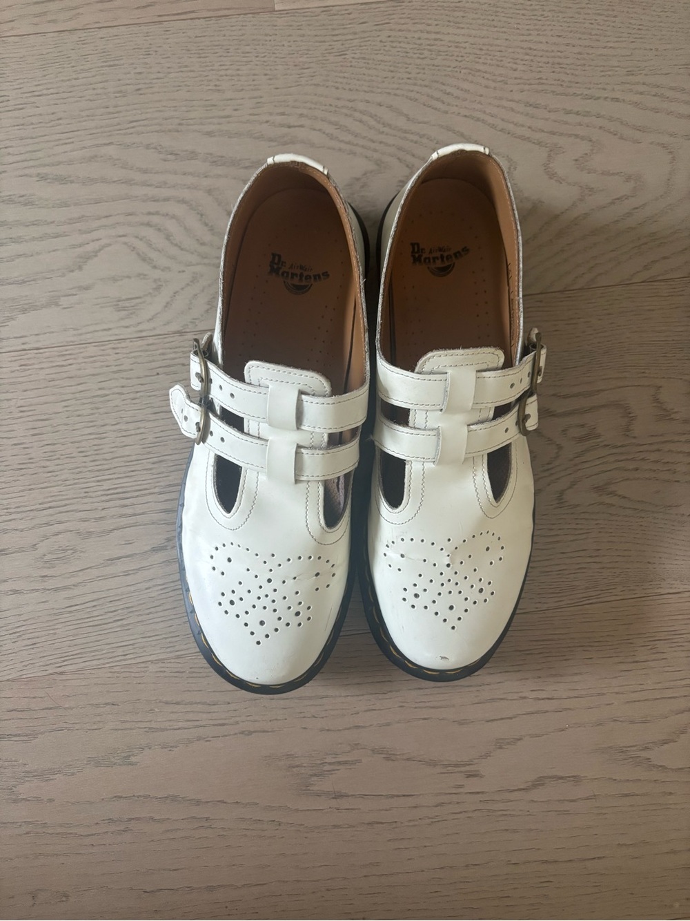 Dr. Martens White Double-Strap Mary Jane Loafers